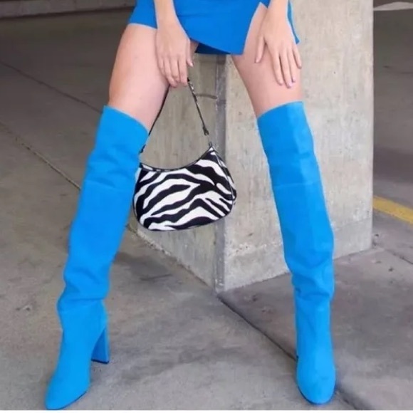 SCHUTZ Shoes - SCHUTZ Electric Blue Suede Over-the-Knee High Heel Boots